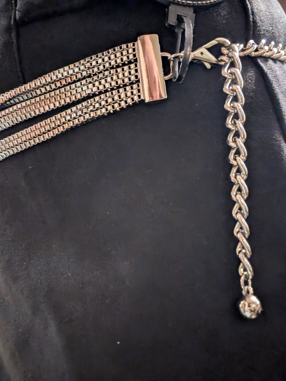 Y2K Alt Goth Festival Concert Steve Madden Low Rise Silver Layered Chain Belt